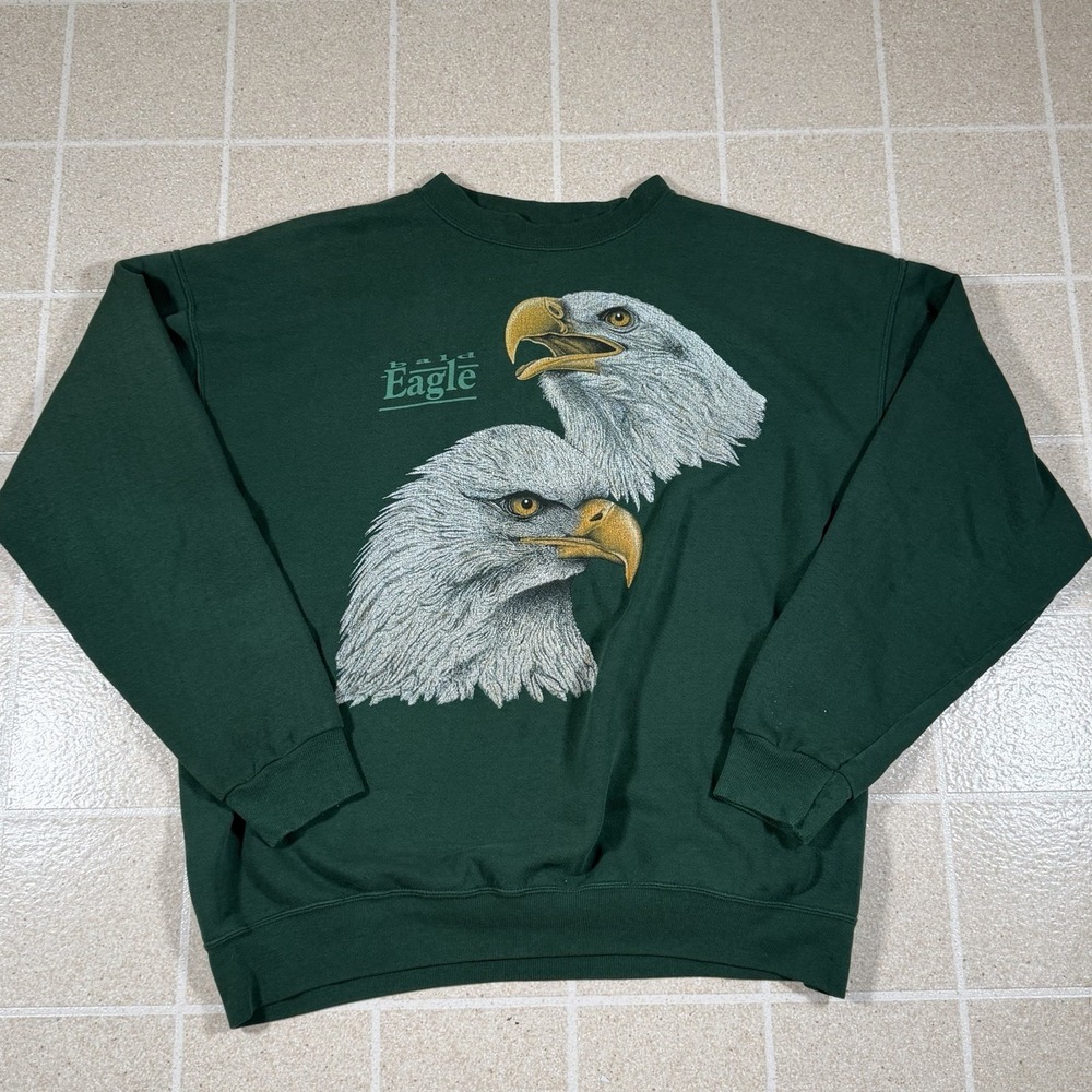 Vintage 90s Santee  Crewneck Eagle Print  Sweatshirt Adult XL made in USA